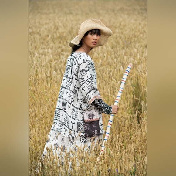 Gudrun Sjödén Tunic Dress Large Block Print Linen Lagenlook Art to Wear Scandi - Picture 12 of 15